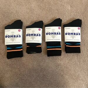 Bombas Black Socks With Colorful Print Size Extra Small  (4 pairs) Wmn Sz 5-6.5